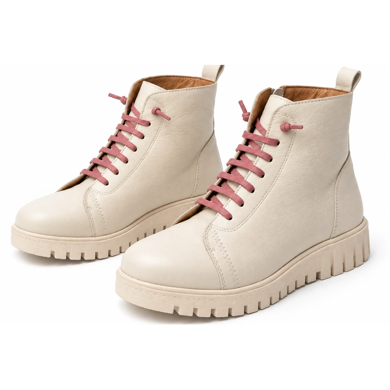 Botines de mujer en piel color beige | Carmina Jhilton