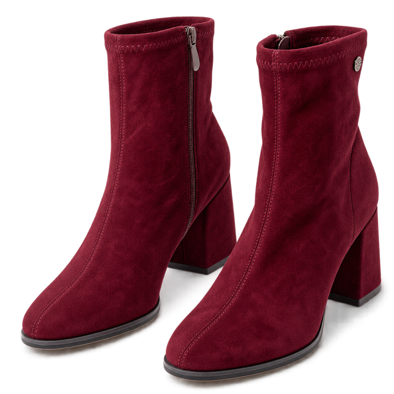 Botines de mujer en microfibra color burdeo | Carmina Jhilton
